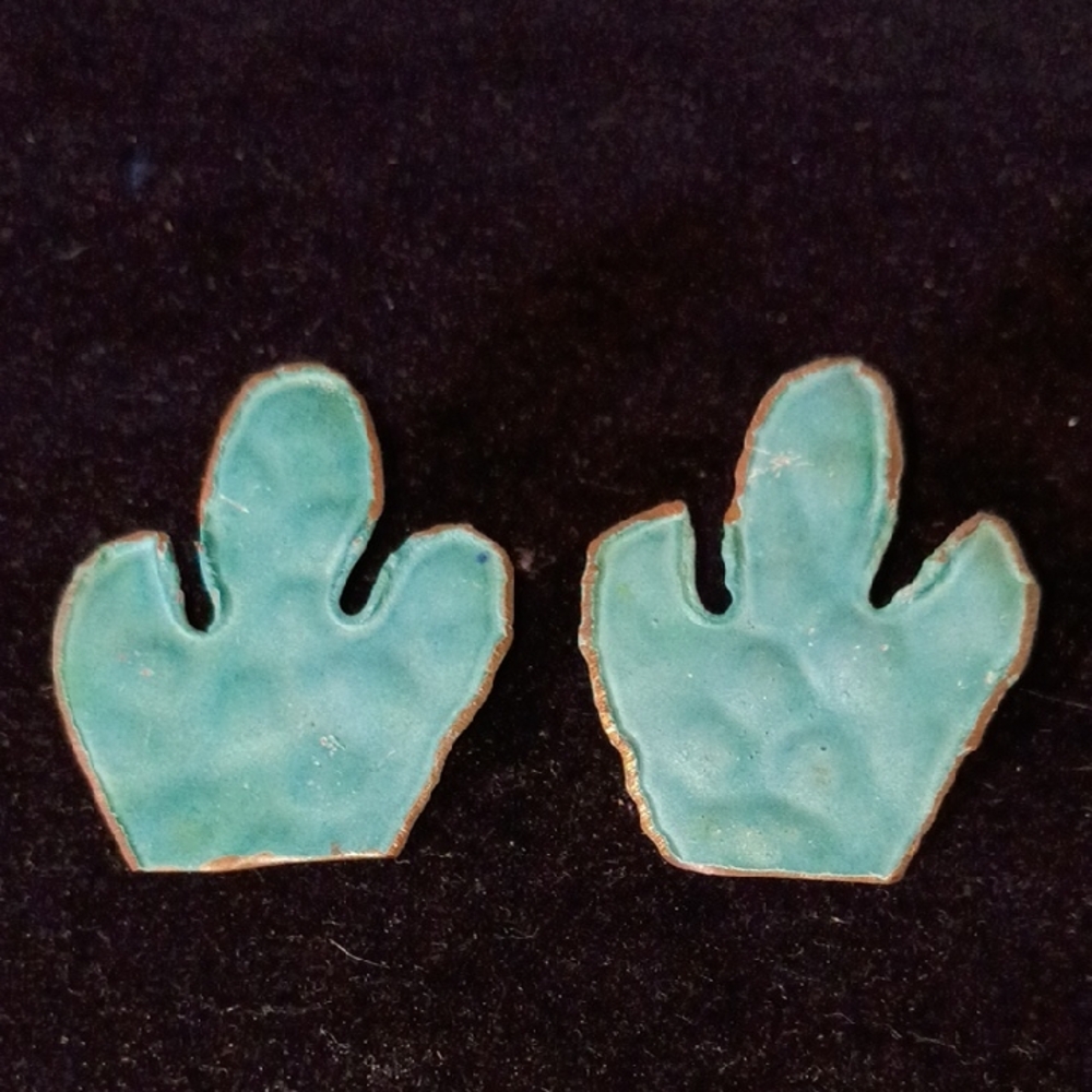 Cactus Shaped Earrings, Copper